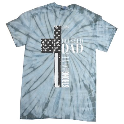 Christian Blessed Dad American Flag Religious Fathers Day Tie-Dye T-Shirt