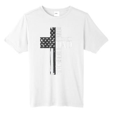 Christian Blessed Dad American Flag Religious Fathers Day Tall Fusion ChromaSoft Performance T-Shirt