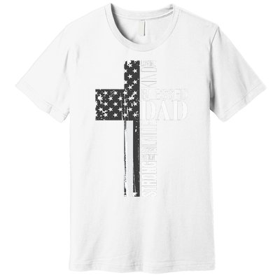 Christian Blessed Dad American Flag Religious Fathers Day Premium T-Shirt