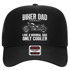 Cool Biker Design For Dad Men Motorcycling Motorcycle Biker High Crown Mesh Back Trucker Hat