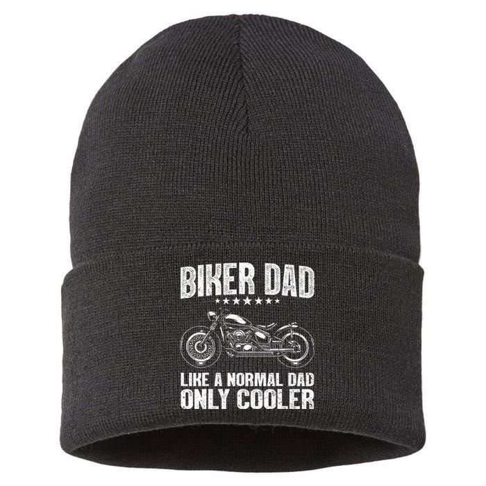 Cool Biker Design For Dad Men Motorcycling Motorcycle Biker Sustainable Knit Beanie