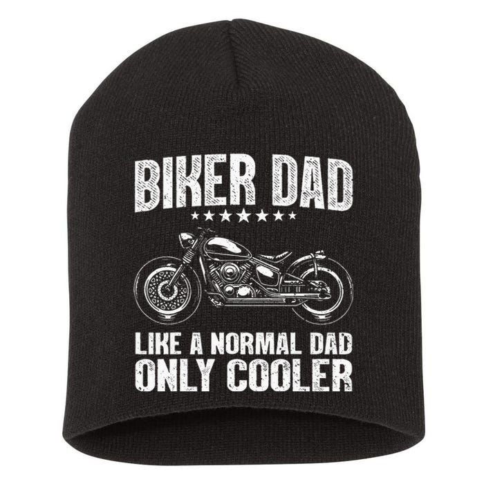 Cool Biker Design For Dad Men Motorcycling Motorcycle Biker Short Acrylic Beanie