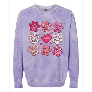 Coquette Bow Dog Paw Print Heart Valentine Colorblast Crewneck Sweatshirt