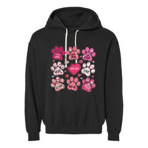 Coquette Bow Dog Paw Print Heart Valentine Garment-Dyed Fleece Hoodie