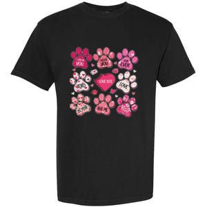 Coquette Bow Dog Paw Print Heart Valentine Garment-Dyed Heavyweight T-Shirt