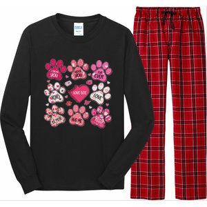 Coquette Bow Dog Paw Print Heart Valentine Long Sleeve Pajama Set