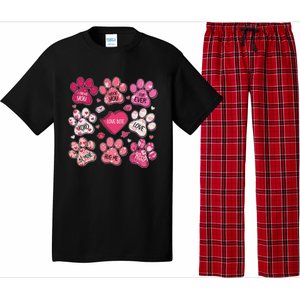 Coquette Bow Dog Paw Print Heart Valentine Pajama Set