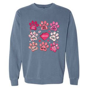 Coquette Bow Dog Paw Print Heart Valentine Garment-Dyed Sweatshirt