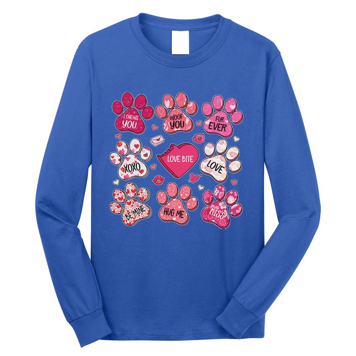 Coquette Bow Dog Paw Print Heart Valentine Long Sleeve Shirt