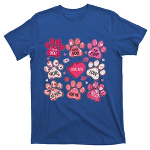 Coquette Bow Dog Paw Print Heart Valentine T-Shirt