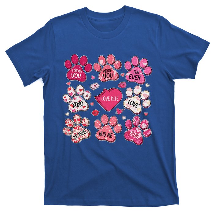 Coquette Bow Dog Paw Print Heart Valentine T-Shirt