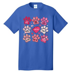 Coquette Bow Dog Paw Print Heart Valentine Tall T-Shirt