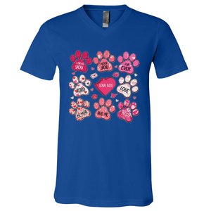 Coquette Bow Dog Paw Print Heart Valentine V-Neck T-Shirt