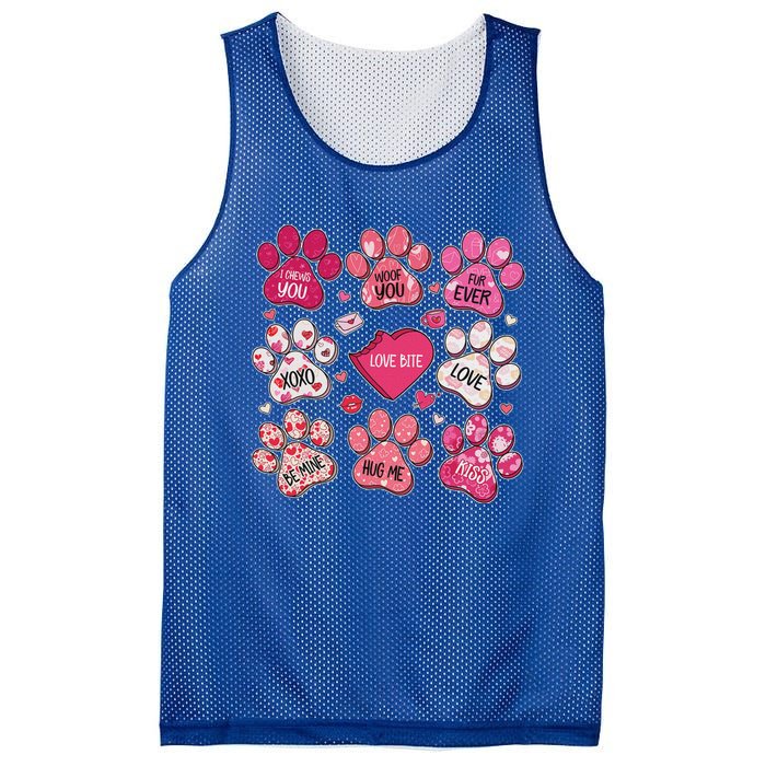 Coquette Bow Dog Paw Print Heart Valentine Mesh Reversible Basketball Jersey Tank