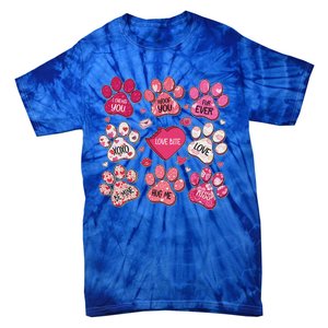 Coquette Bow Dog Paw Print Heart Valentine Tie-Dye T-Shirt