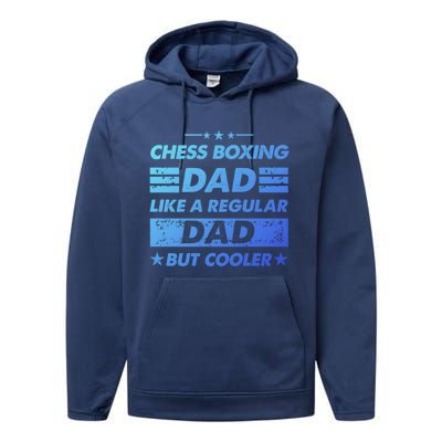 Chess Boxing Dad Like A Regular Dad Funny Chess Boxing Gift Performance Fleece Hoodie