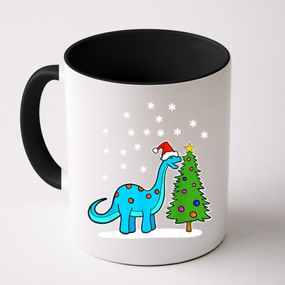 Christmas Brachiosaurus Dinosaur Eating A Christmas Tree Mug