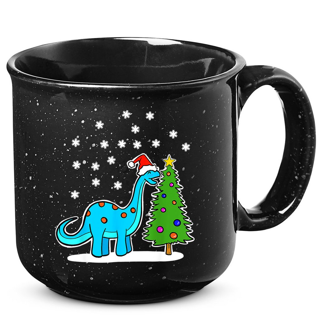 Christmas Brachiosaurus Dinosaur Eating A Christmas Tree 15oz Campfire Ceramic Mug