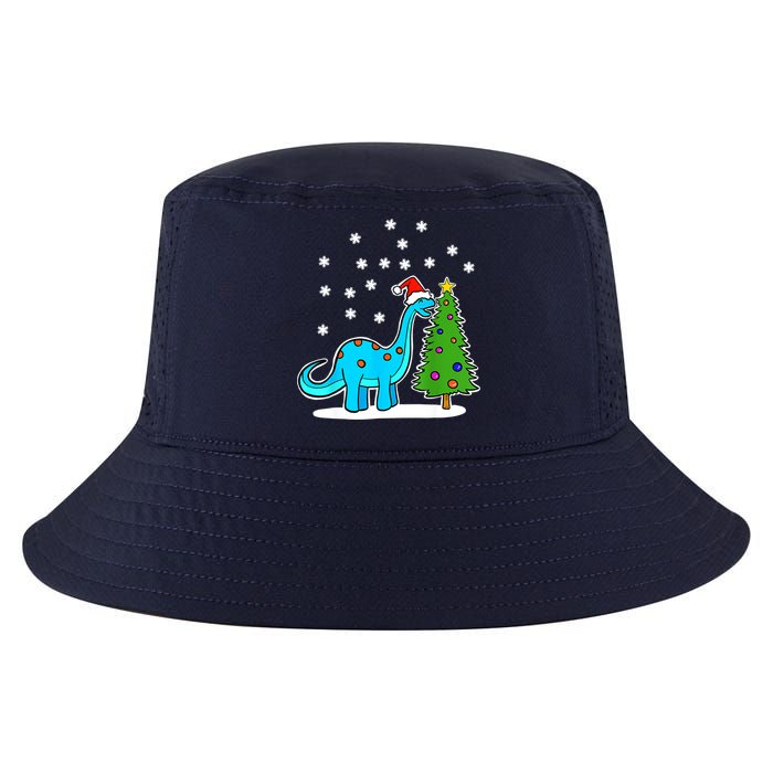 Christmas Brachiosaurus Dinosaur Eating A Christmas Tree Cool Comfort Performance Bucket Hat