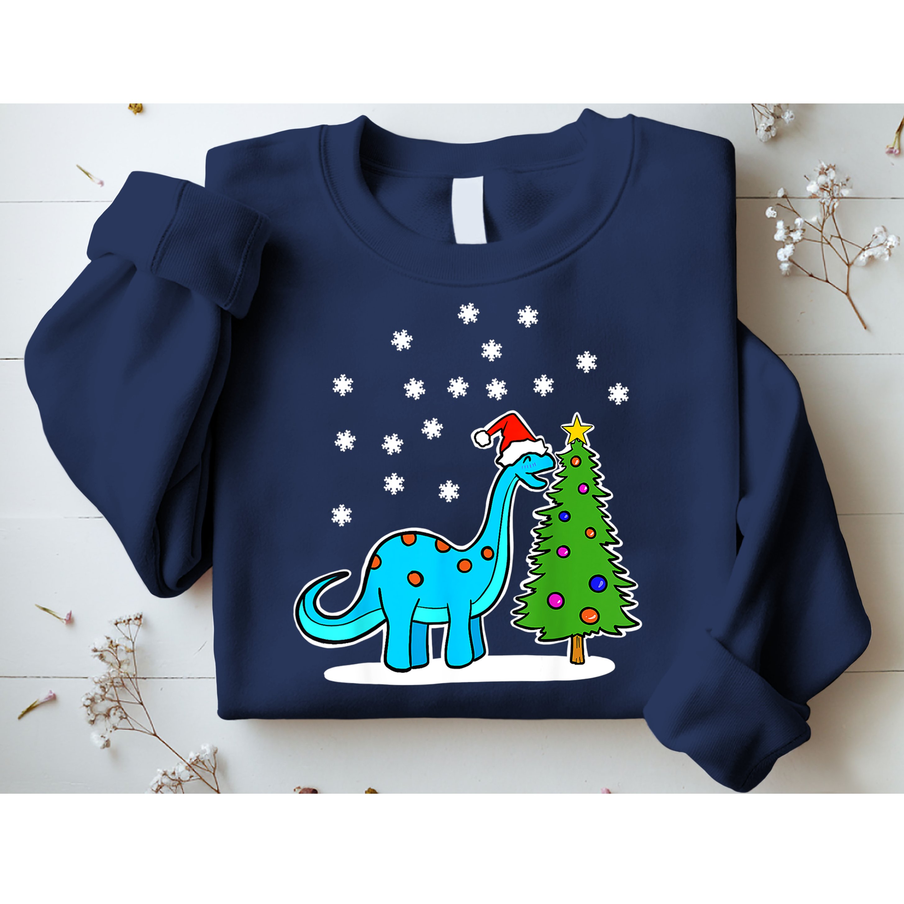 Christmas Brachiosaurus Dinosaur Eating A Christmas Tree Sweatshirt