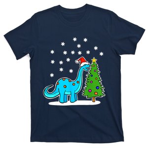 Christmas Brachiosaurus Dinosaur Eating A Christmas Tree T-Shirt