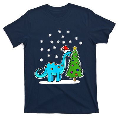 Christmas Brachiosaurus Dinosaur Eating A Christmas Tree T-Shirt