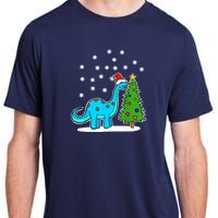 Christmas Brachiosaurus Dinosaur Eating A Christmas Tree Adult ChromaSoft Performance T-Shirt