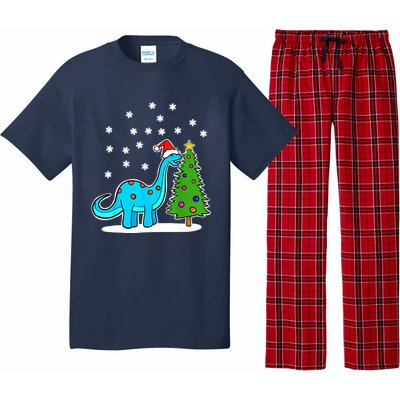 Christmas Brachiosaurus Dinosaur Eating A Christmas Tree Pajama Set