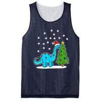 Christmas Brachiosaurus Dinosaur Eating A Christmas Tree Mesh Reversible Basketball Jersey Tank