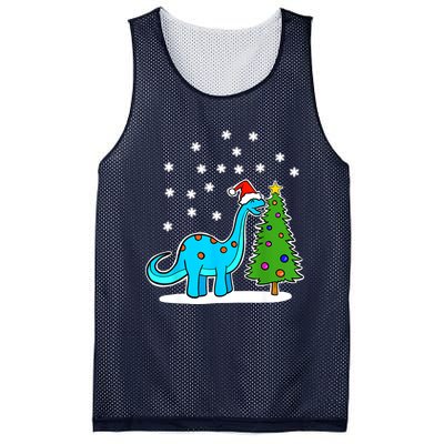 Christmas Brachiosaurus Dinosaur Eating A Christmas Tree Mesh Reversible Basketball Jersey Tank