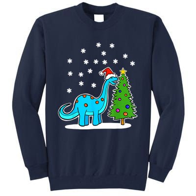 Christmas Brachiosaurus Dinosaur Eating A Christmas Tree Tall Sweatshirt