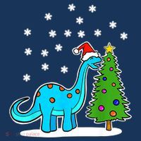 Christmas Brachiosaurus Dinosaur Eating A Christmas Tree Sustainable Knit Beanie