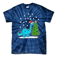 Christmas Brachiosaurus Dinosaur Eating A Christmas Tree Tie-Dye T-Shirt