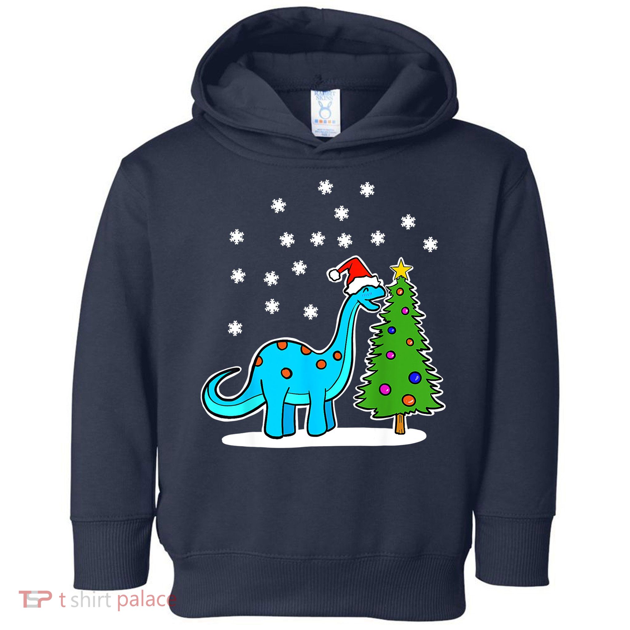 Christmas Brachiosaurus Dinosaur Eating A Christmas Tree Toddler Hoodie