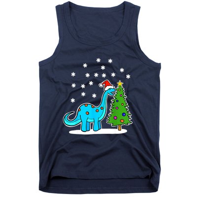 Christmas Brachiosaurus Dinosaur Eating A Christmas Tree Tank Top