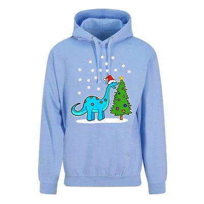 Christmas Brachiosaurus Dinosaur Eating A Christmas Tree Unisex Surf Hoodie