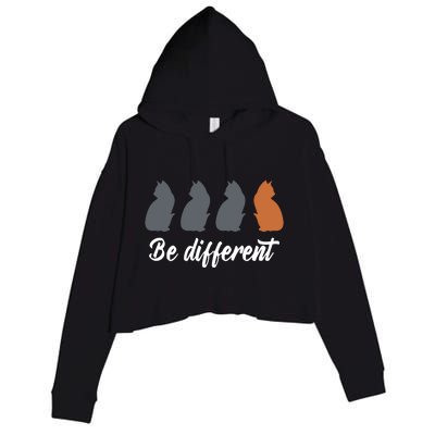 Cats Be Different Crop Fleece Hoodie