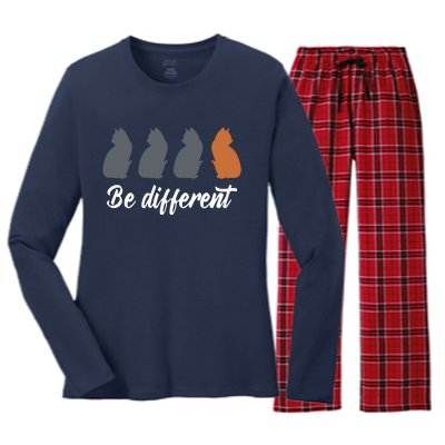 Cats Be Different Women's Long Sleeve Flannel Pajama Set 