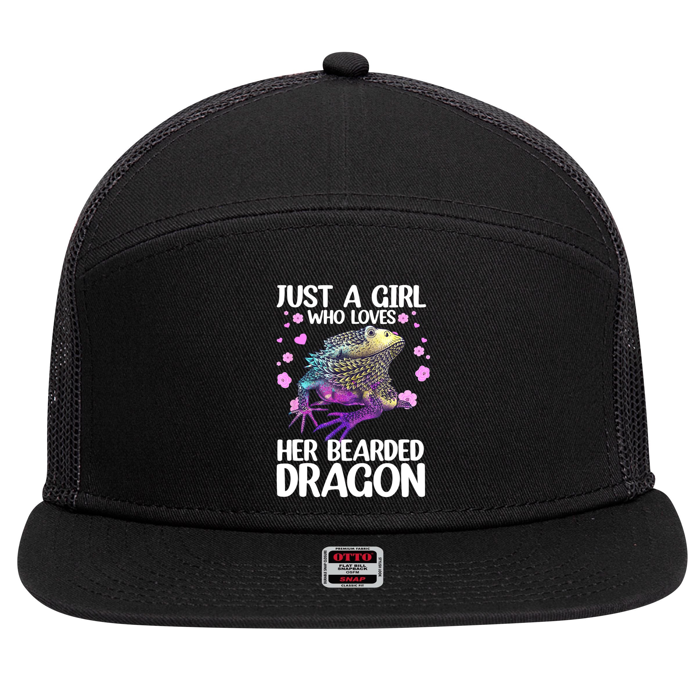 Cute Bearded Dragon For Women Girls Bearded Dragon Lovers 7 Panel Mesh Trucker Snapback Hat