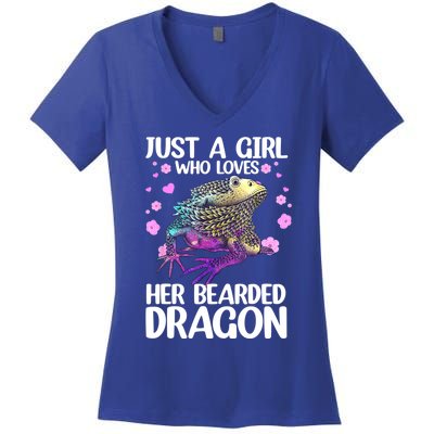 Cute Bearded Dragon For Women Girls Bearded Dragon Lovers Women's V-Neck T-Shirt