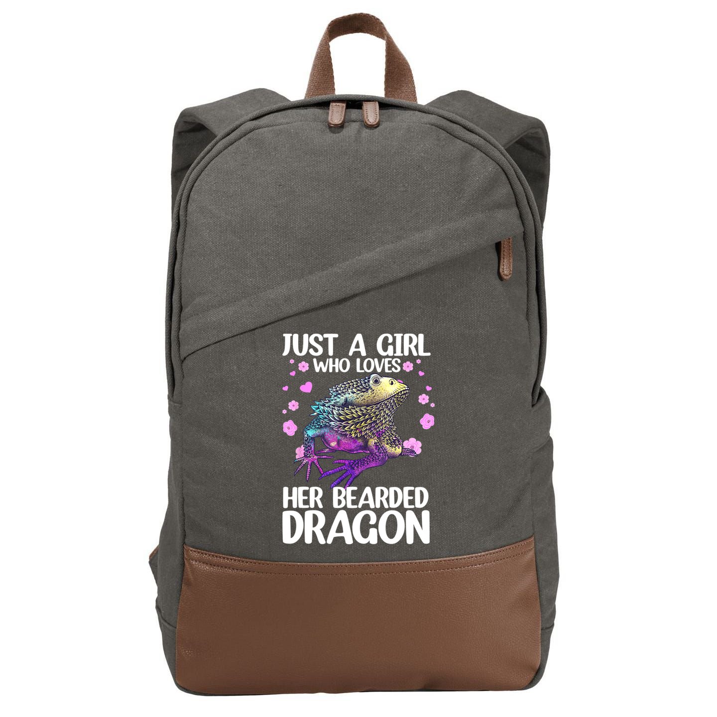 Cute Bearded Dragon For Women Girls Bearded Dragon Lovers Cotton Canvas Backpack