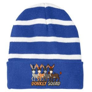 Cute Baby Donkey Squad Mule Gift Striped Beanie with Solid Band