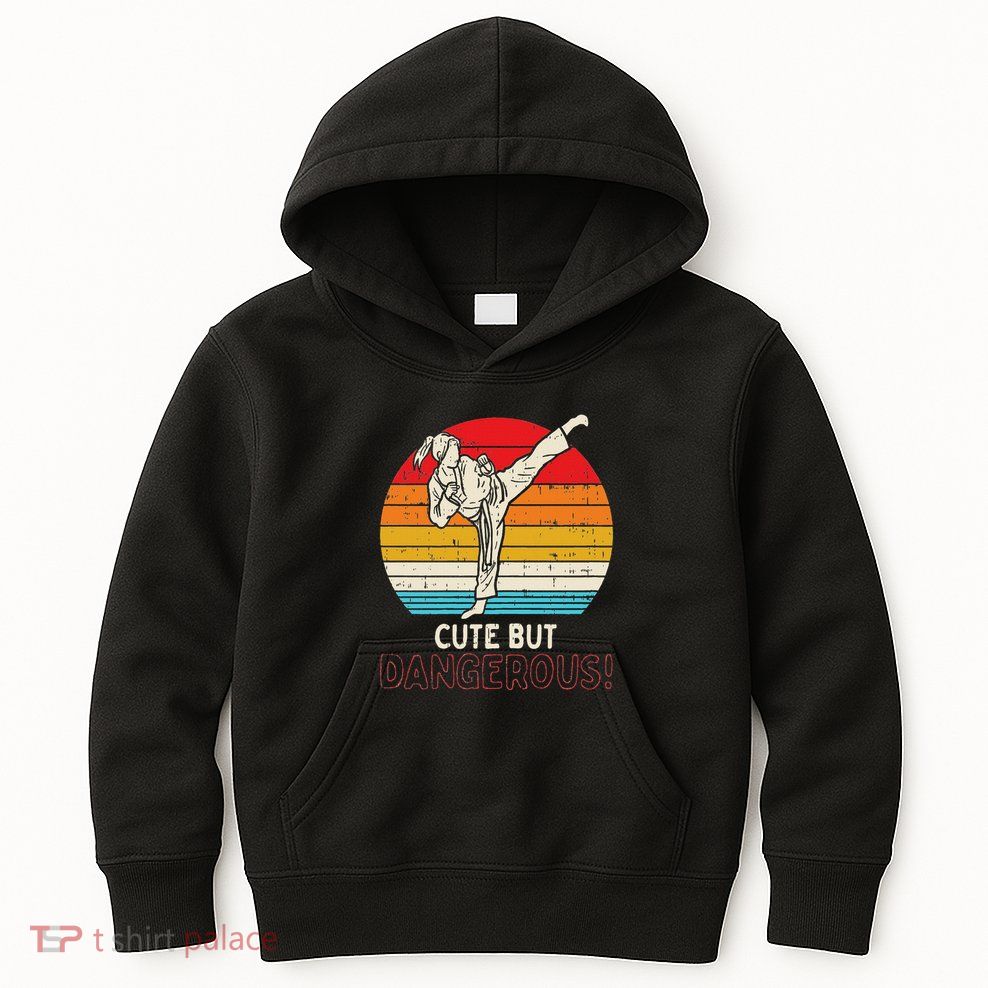 Cute But Dangerous Girl Ponytail Kick Karate Taekwondo Kids Hoodie