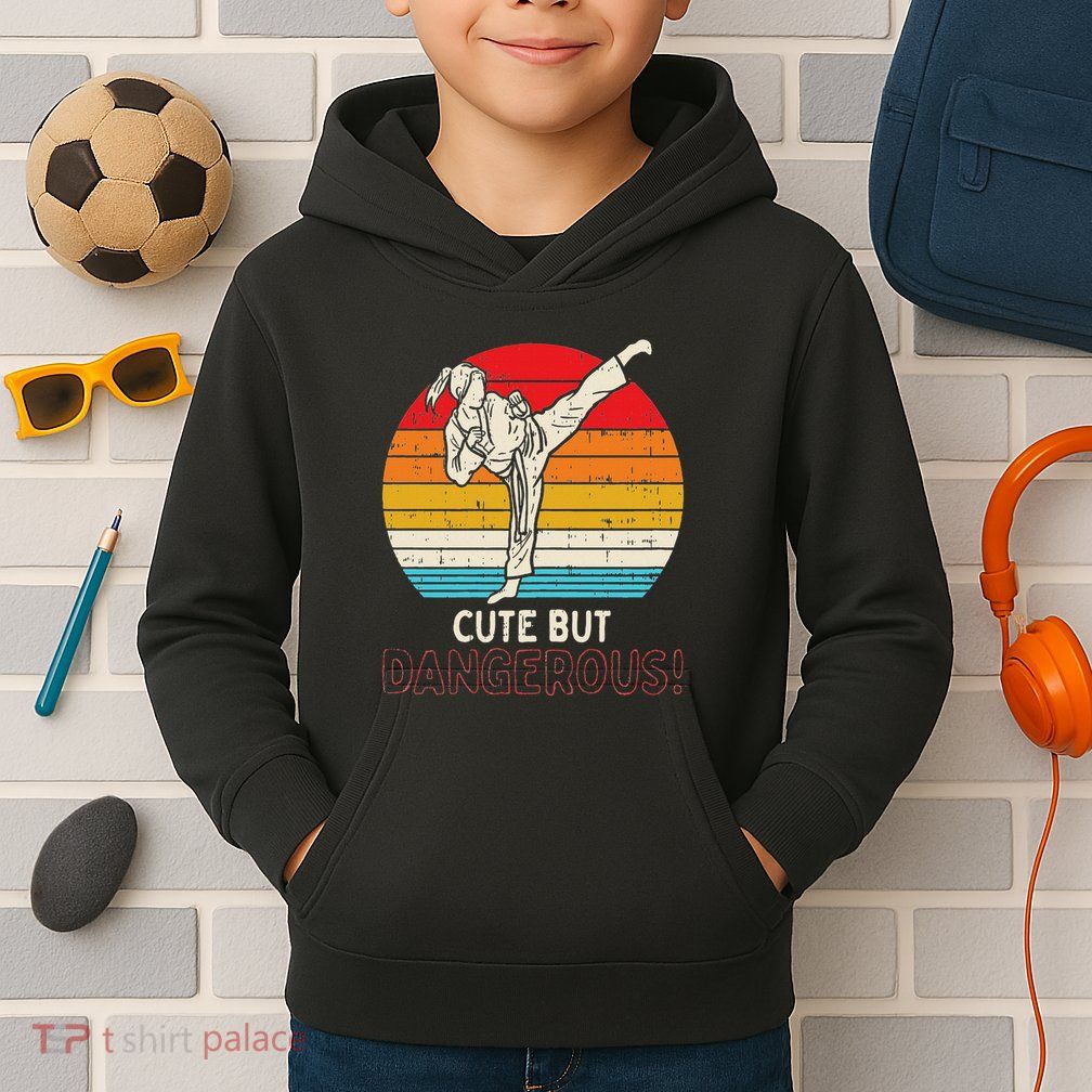 Cute But Dangerous Girl Ponytail Kick Karate Taekwondo Kids Hoodie