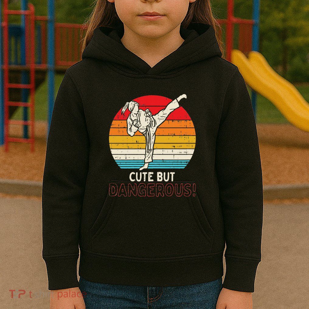 Cute But Dangerous Girl Ponytail Kick Karate Taekwondo Kids Hoodie