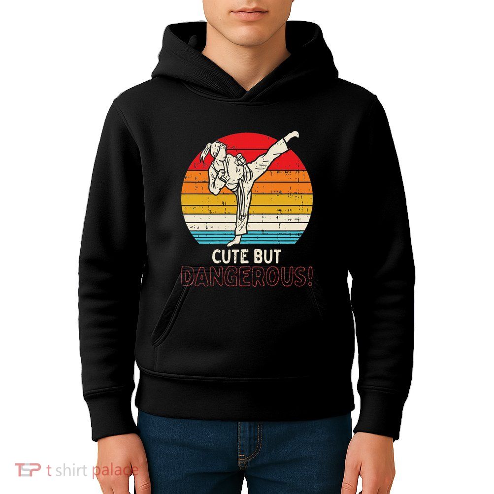 Cute But Dangerous Girl Ponytail Kick Karate Taekwondo Kids Hoodie