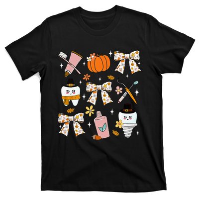 Coquette Bow Dental Squad Fall Autumn Dentist Assistant T-Shirt