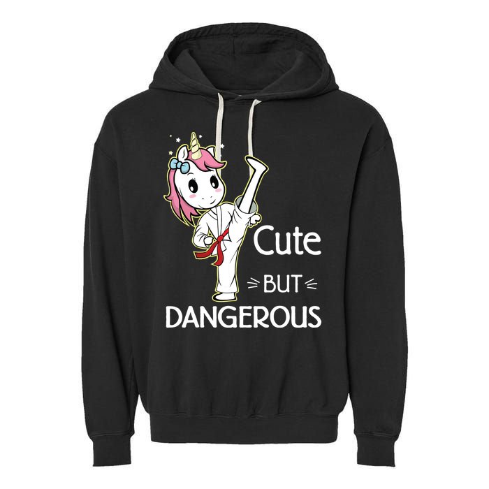 Cute But Dangerous Funny Karate Taekwondo Garment-Dyed Fleece Hoodie