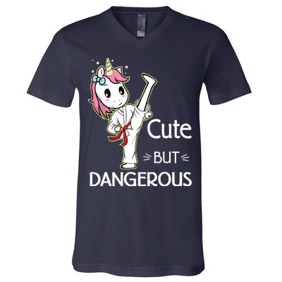 Cute But Dangerous Funny Karate Taekwondo V-Neck T-Shirt