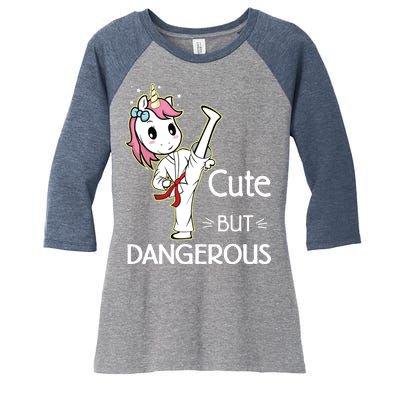 Cute But Dangerous Funny Karate Taekwondo Women's Tri-Blend 3/4-Sleeve Raglan Shirt